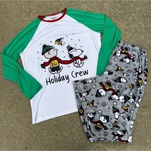 Peanuts Holiday Crew Matching Family Pajama Set Men’s Sz L
